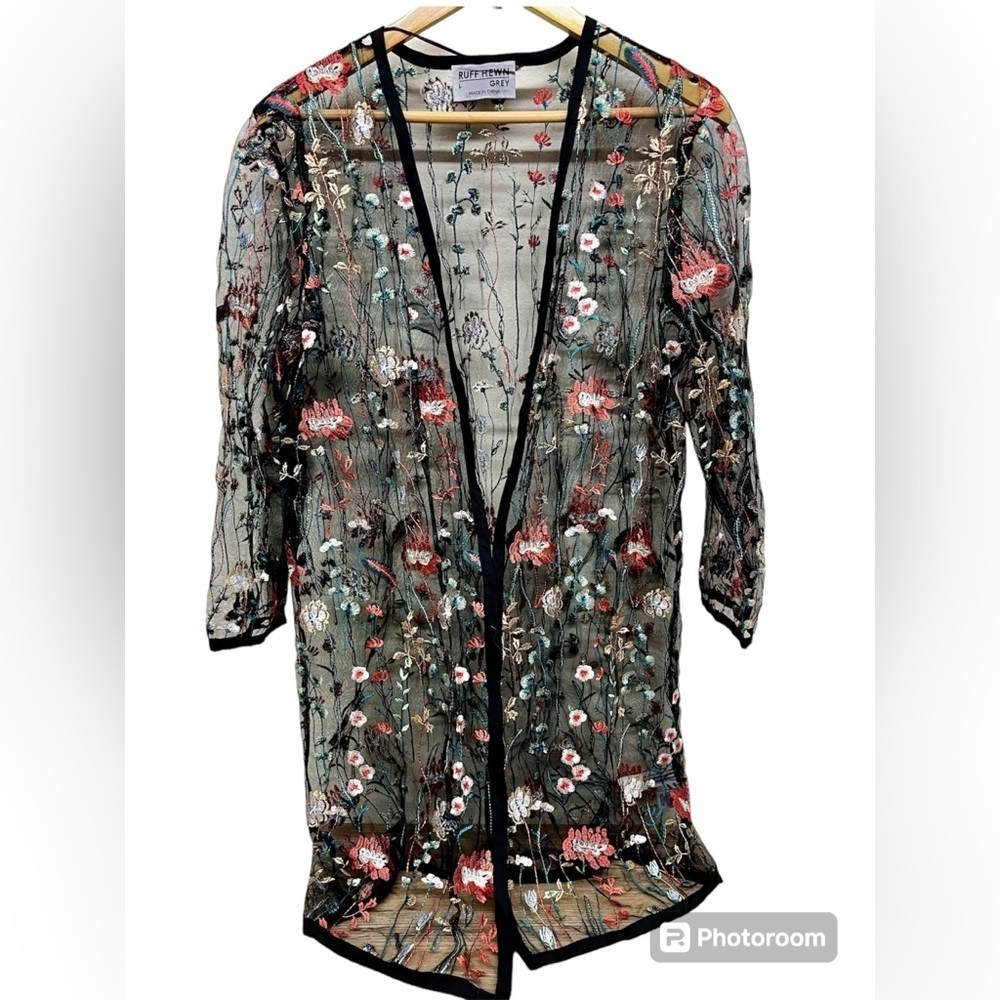 Ruff Hewn Embroidered Floral Cardigan - Size Large